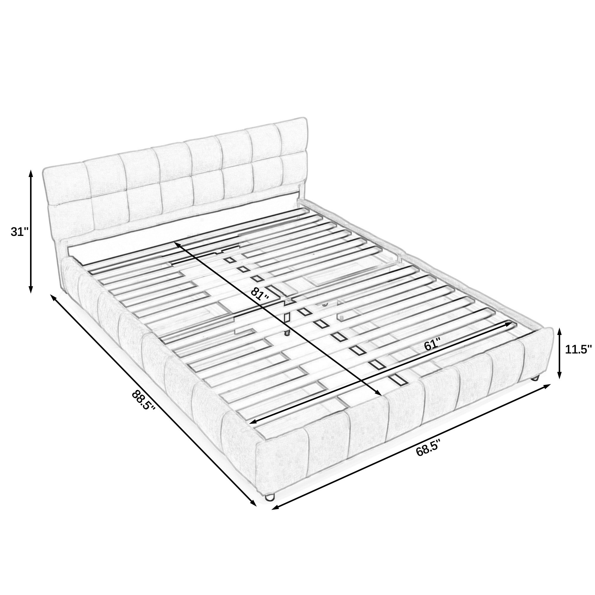 Queen Size Upholstered Bed