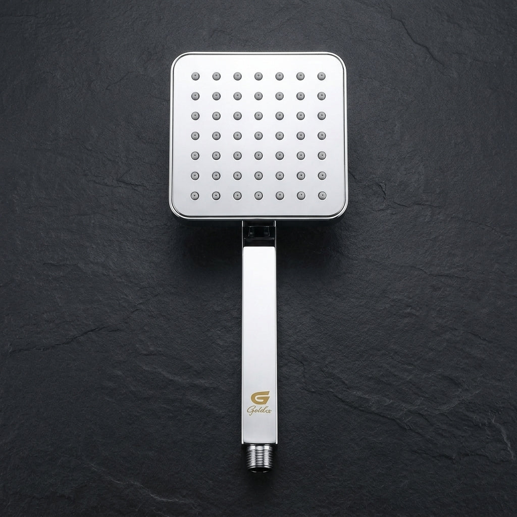Jaguar 4" Square Overhead Shower with 9" Shower Arm – Premium ABS | Chrome Finish - Gold-x