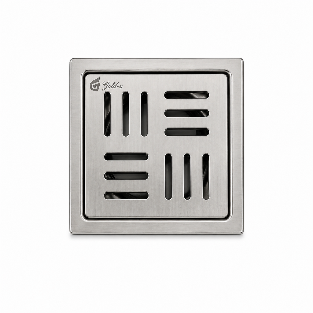 Matte Square Floor Drainer, Stainless Steel Drain Cover (5x5 & 6x6 Inch), Gold-x