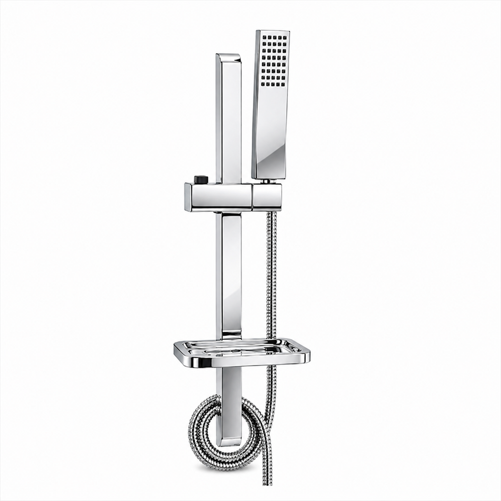 Adjustable Shower Rail, Stainless Steel Shower Slide Bar with Hand Shower Holder, Wall-Mounted Bathroom Shower Rail, Rust-Resistant, Gold-x