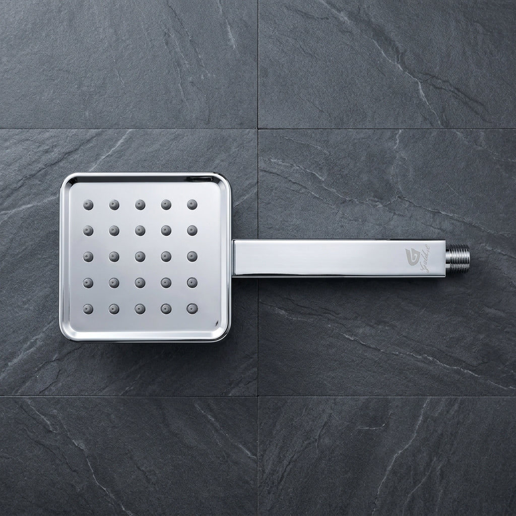 Curve 4" Square Overhead Shower with 9" Shower Arm – Premium Stainless Steel, Chrome Finish, Gold-x
