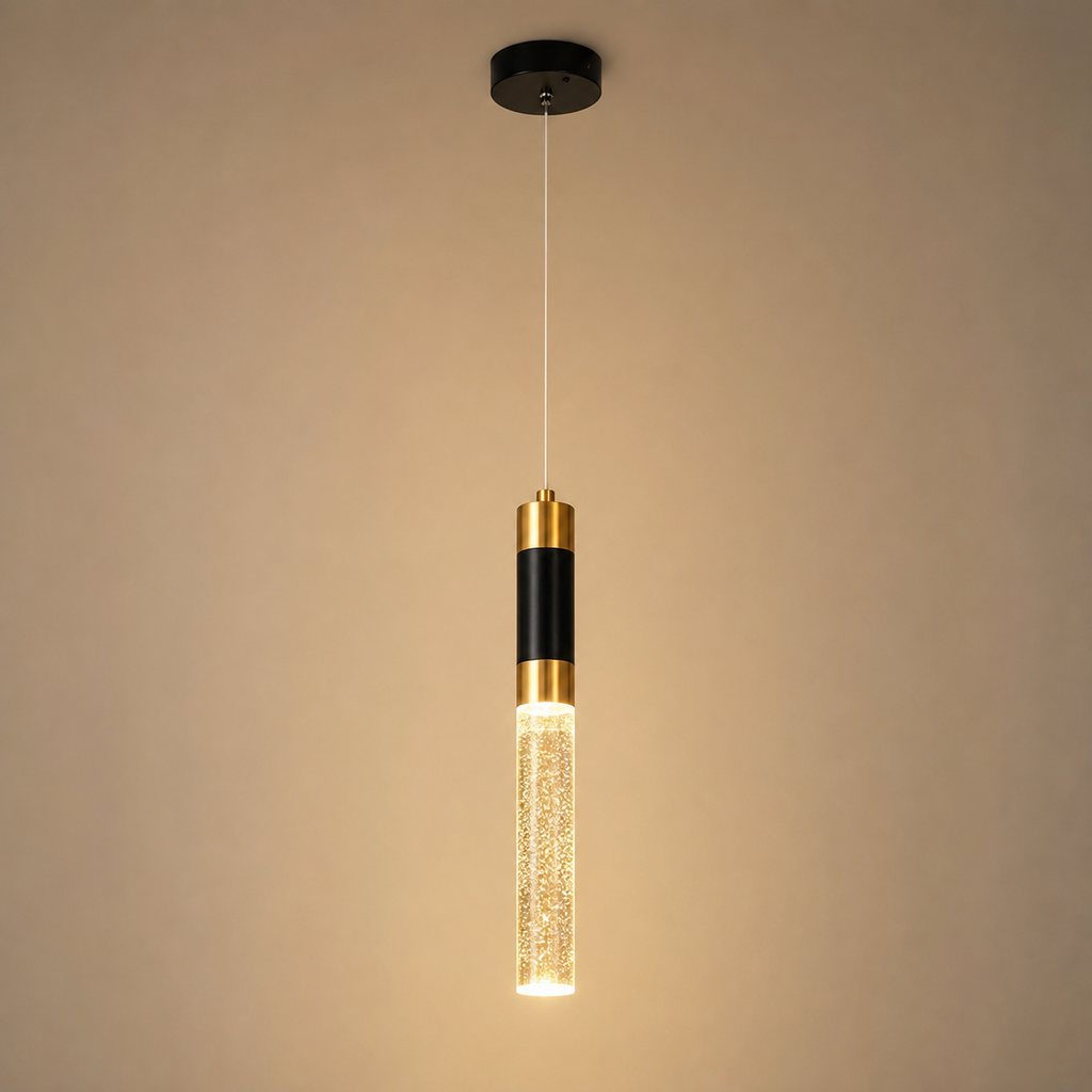 Modern Crystal Pendant Light, Luxury LED Hanging Ceiling Light for Kitchen Island, Dining Room & Living Room, Gold-x