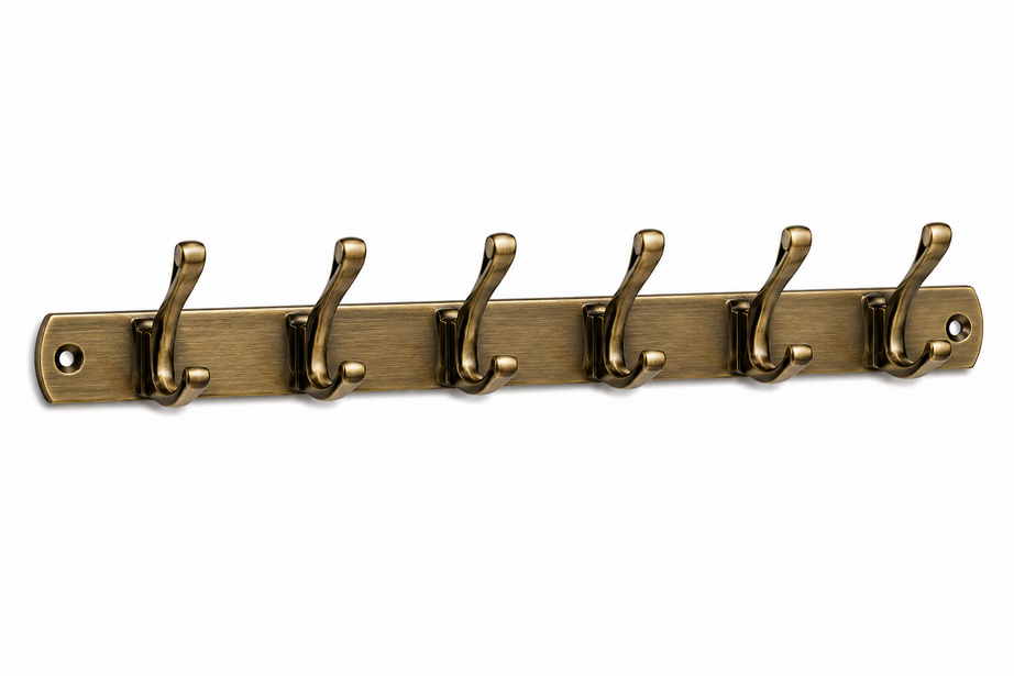 Italia 6 Point Cloth Hook, Premium Stainless Steel Wall Hook, Heavy Duty Multi-Hook for Bathroom - Gold-x
