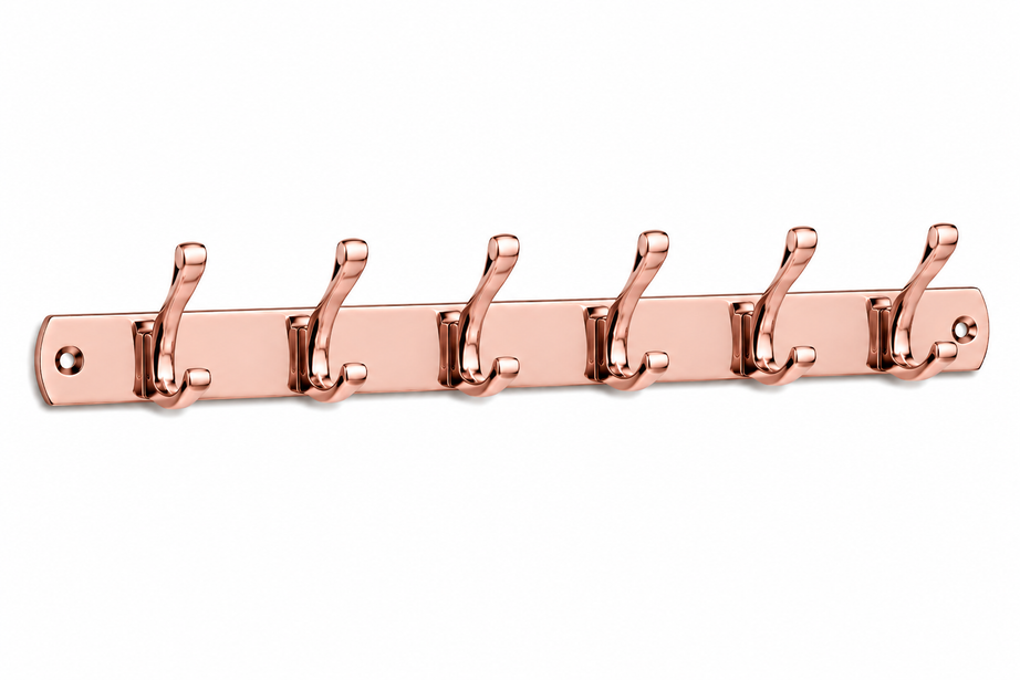 Italia 6 Point Cloth Hook, Premium Stainless Steel Wall Hook, Heavy Duty Multi-Hook for Bathroom - Gold-x