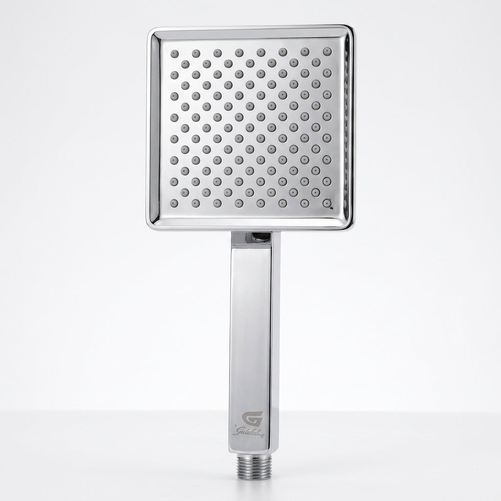 Magic Flow 4" Square Overhead Shower with 9" Shower Arm – Premium Stainless Steel, Chrome Finish, Gold-x