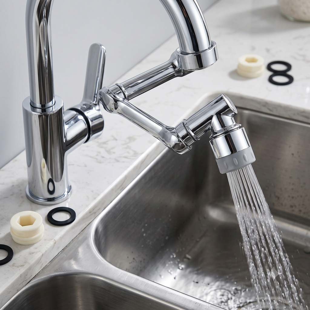 Faucet Splash Head, 360° Rotating Water Saving Tap Nozzle Aerator, Gold-x