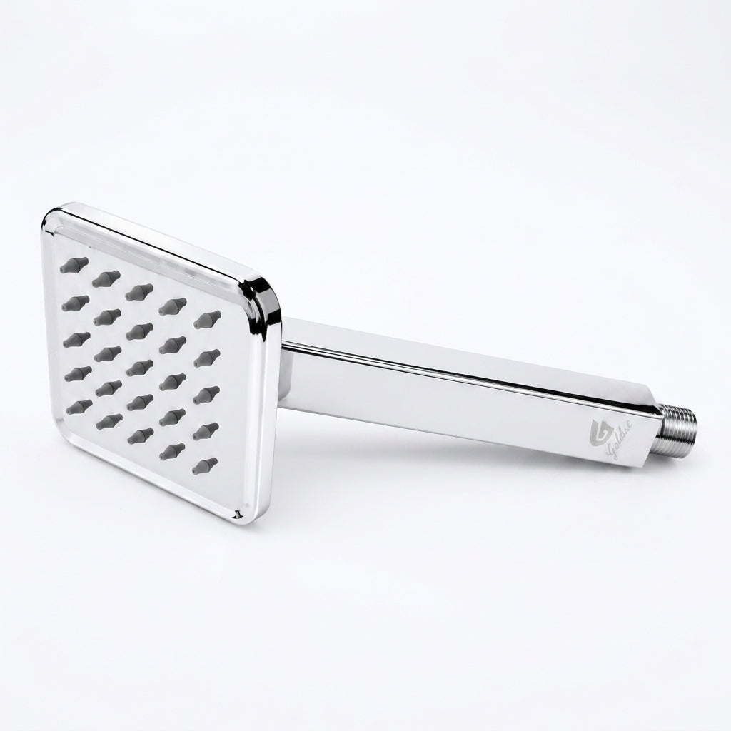Curve 4" Square Overhead Shower with 9" Shower Arm – Premium Stainless Steel, Chrome Finish, Gold-x