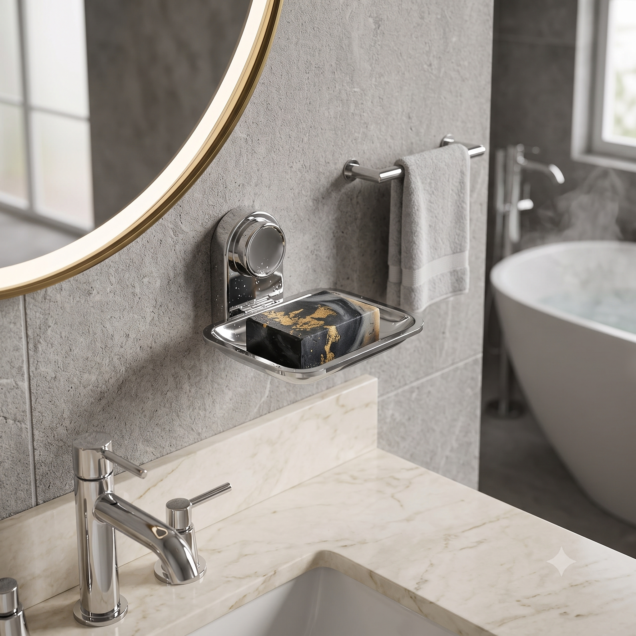 Heavy Square Soap Dish, Premium Stainless Steel Wall-Mounted Soap Holder (200g), Gold-x