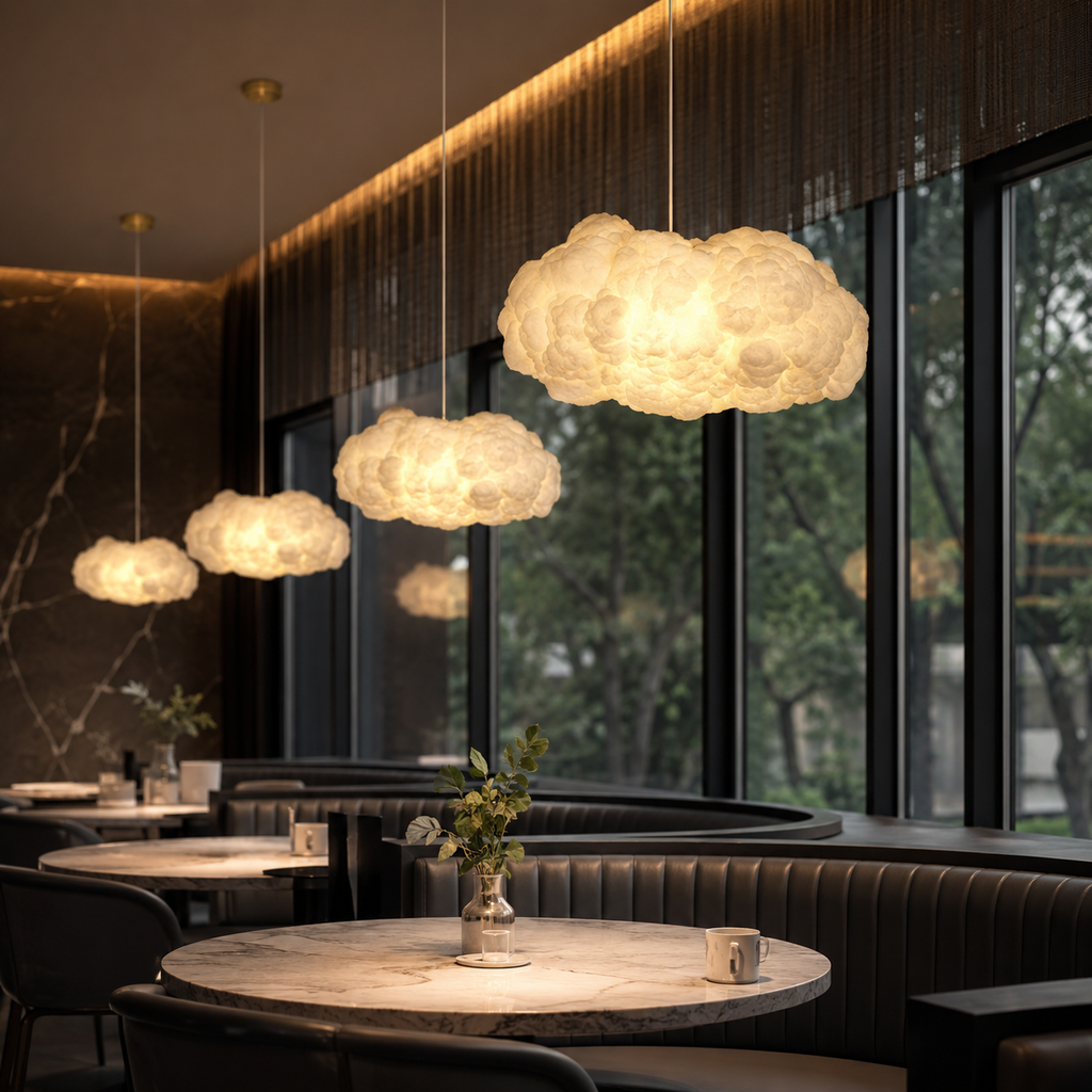 DreamCloud LED Pendant Light, Modern Floating Cloud Ceiling Light, Gold-x