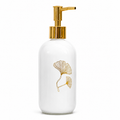 Glass & Ceramic Soap Dispenser | Random Design & Color | Bathroom & Kitchen Lotion Pump, Gold-x