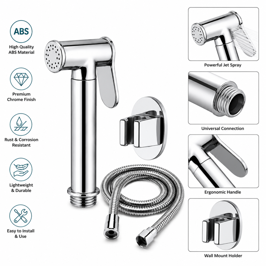 Sleek Chrome Health Faucet, Premium ABS Jet Spray for Bathroom, Gold-x