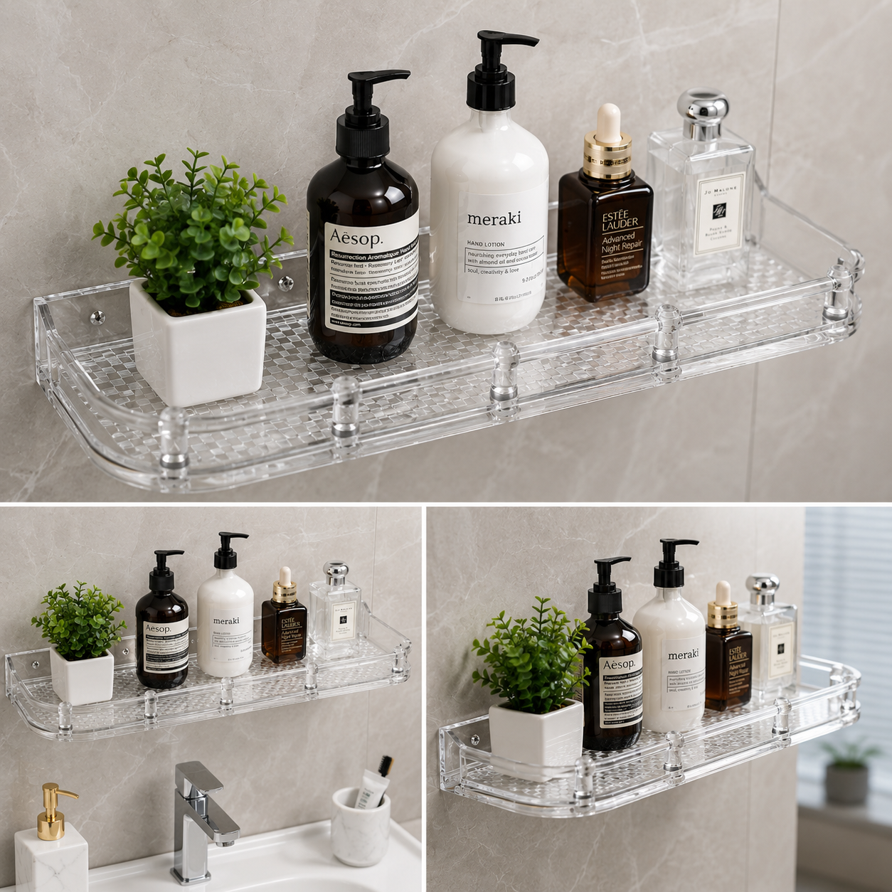 GoldX UB Shelf, Unbreakable Wall-Mounted Bathroom Shelf, Heavy-Duty Storage Rack, Rust-Proof Bathroom Organizer, Gold-x