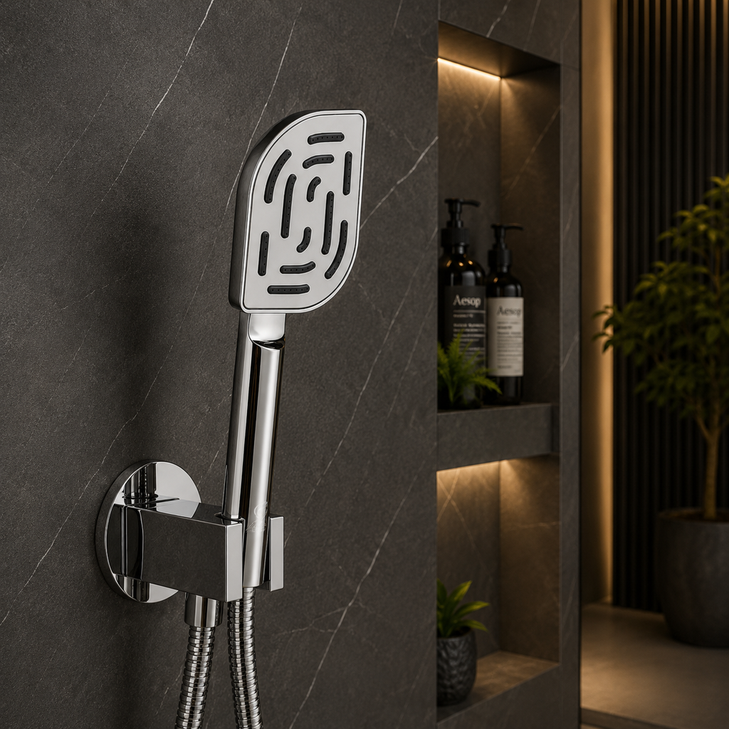 Alive Premium Hand Shower Set, High-Pressure Chrome Finish, Complete Set with Wall Hook & 1.5m Premium Hose, Gold-x