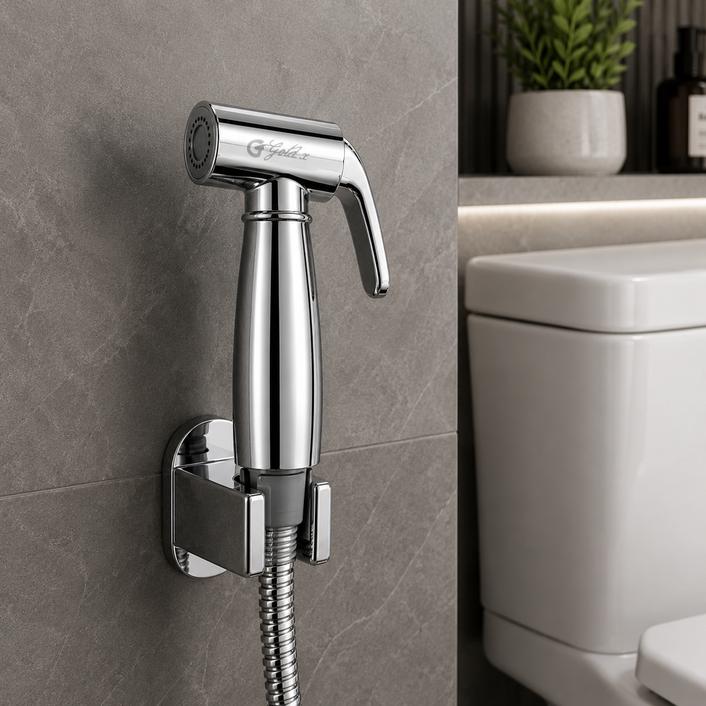 Parrot Chrome Health Faucet, Premium ABS Jet Spray for Bathroom, Gold-x