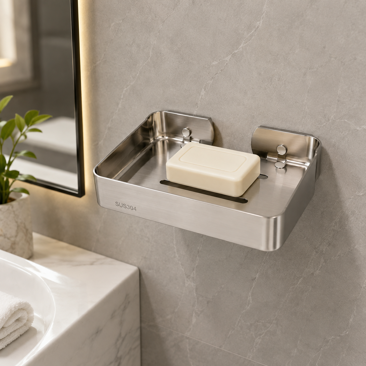 Stainless Steel Bucket Soap Dish, Rust-Resistant Bathroom Soap Holder, Gold-x