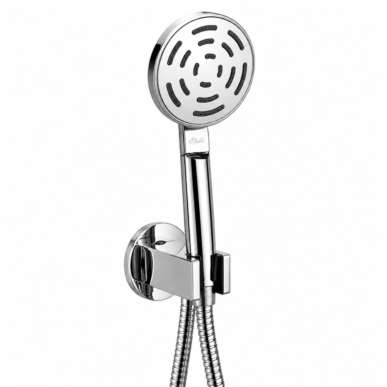 Round Premium Hand Shower Set, High-Pressure Chrome Finish, Complete Set with Wall Hook & 1.5m Premium Hose, Gold-x