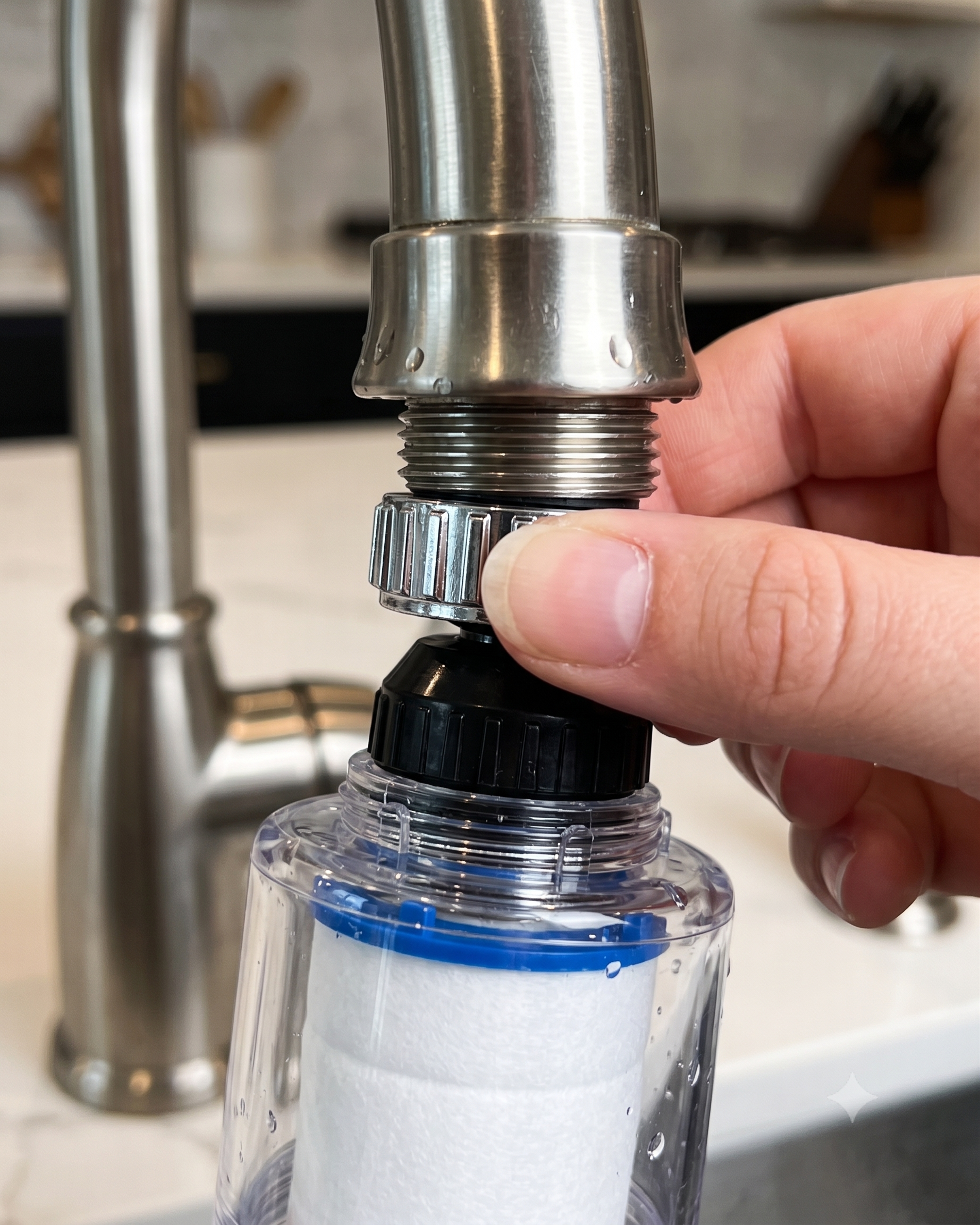 Tap Filter, Water Purifier Faucet Filter for Kitchen & Bathroom Taps, Gold-x