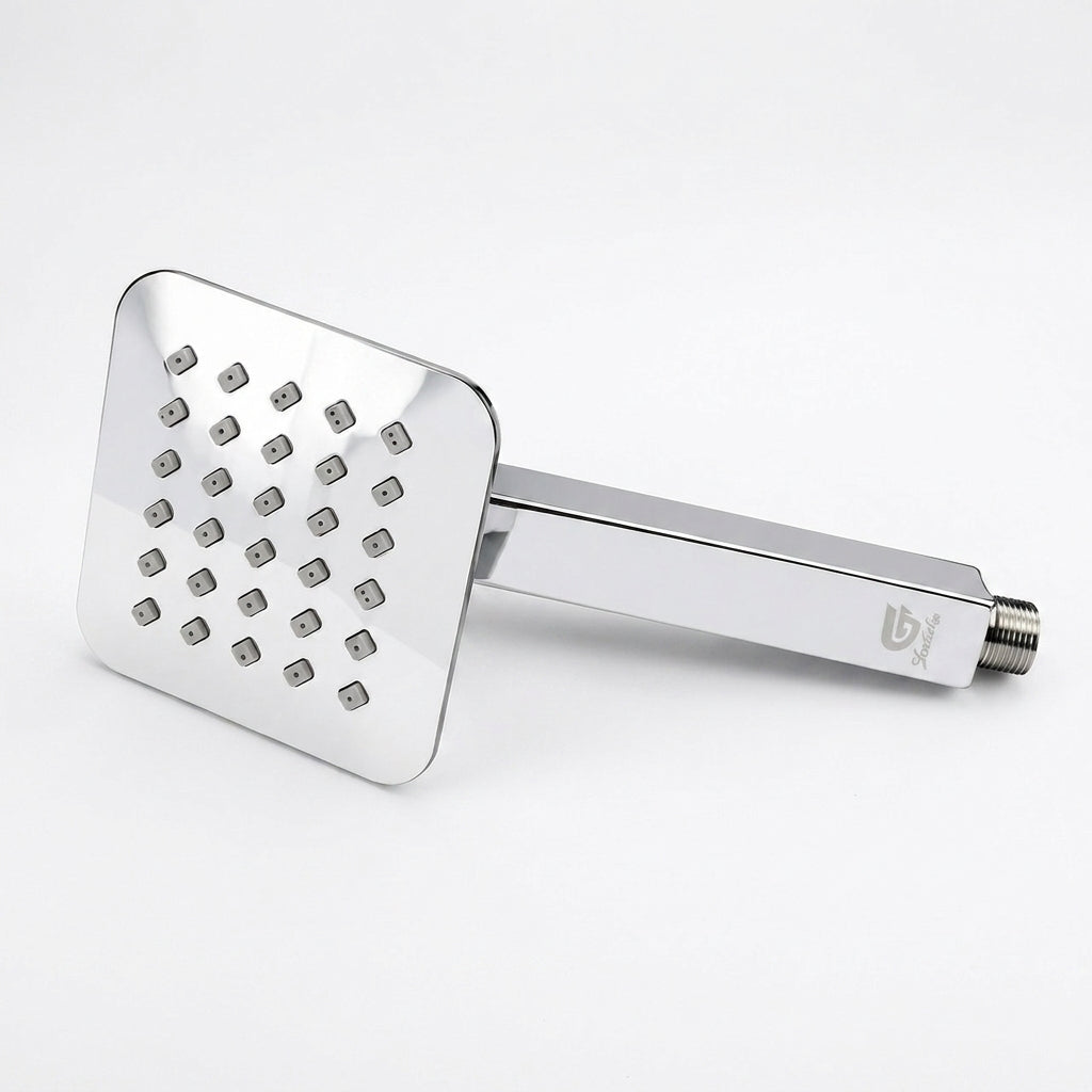 Mist Flow 4" Square Overhead Shower with 9" Shower Arm – Premium Stainless Steel, Chrome Finish, Gold-x