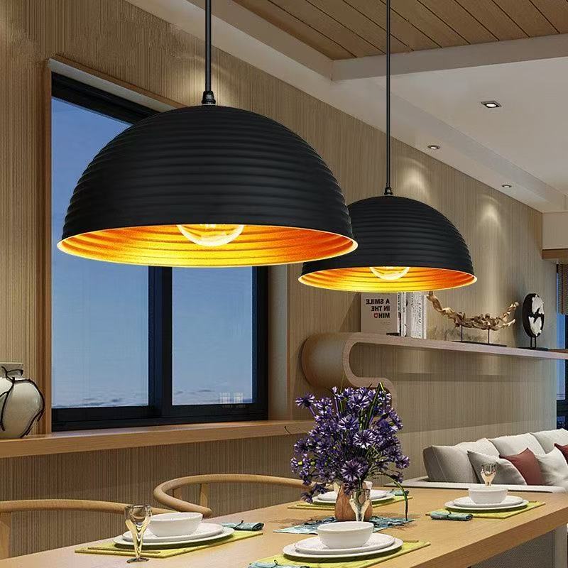 Nordic Dome Pendant Light, Modern Minimalist Hanging Ceiling Lamp for Kitchen, Dining Room & Living Room, Gold-x