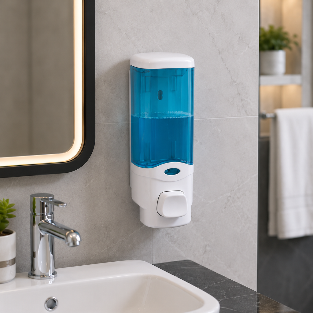 Blue Line Wall Mount Soap Dispenser, Premium Manual Liquid Soap Dispenser for Bathroom & Kitchen, Gold-x