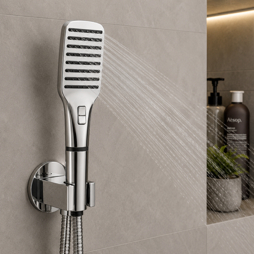 Supreme Premium Hand Shower Set, High-Pressure Chrome Finish, Complete Set with Wall Hook & 1.5m Premium Hose, Goldx