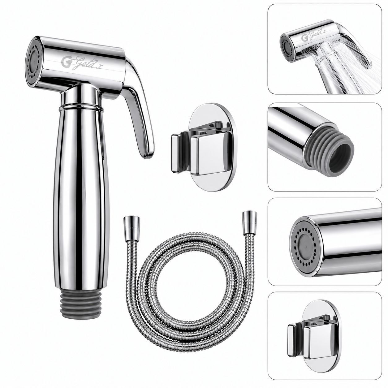 Parrot Chrome Health Faucet, Premium ABS Jet Spray for Bathroom, Gold-x