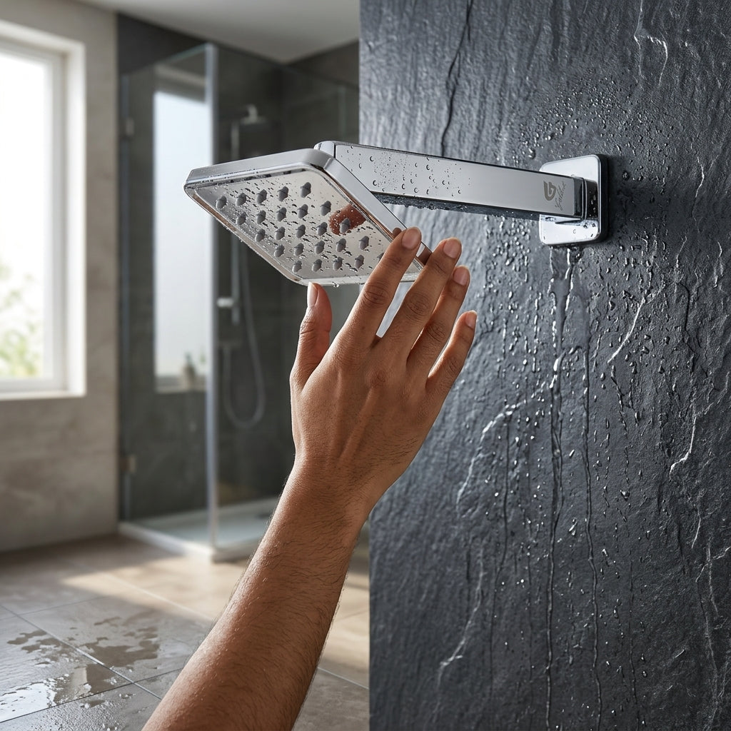 Curve 4" Square Overhead Shower with 9" Shower Arm – Premium Stainless Steel, Chrome Finish, Gold-x