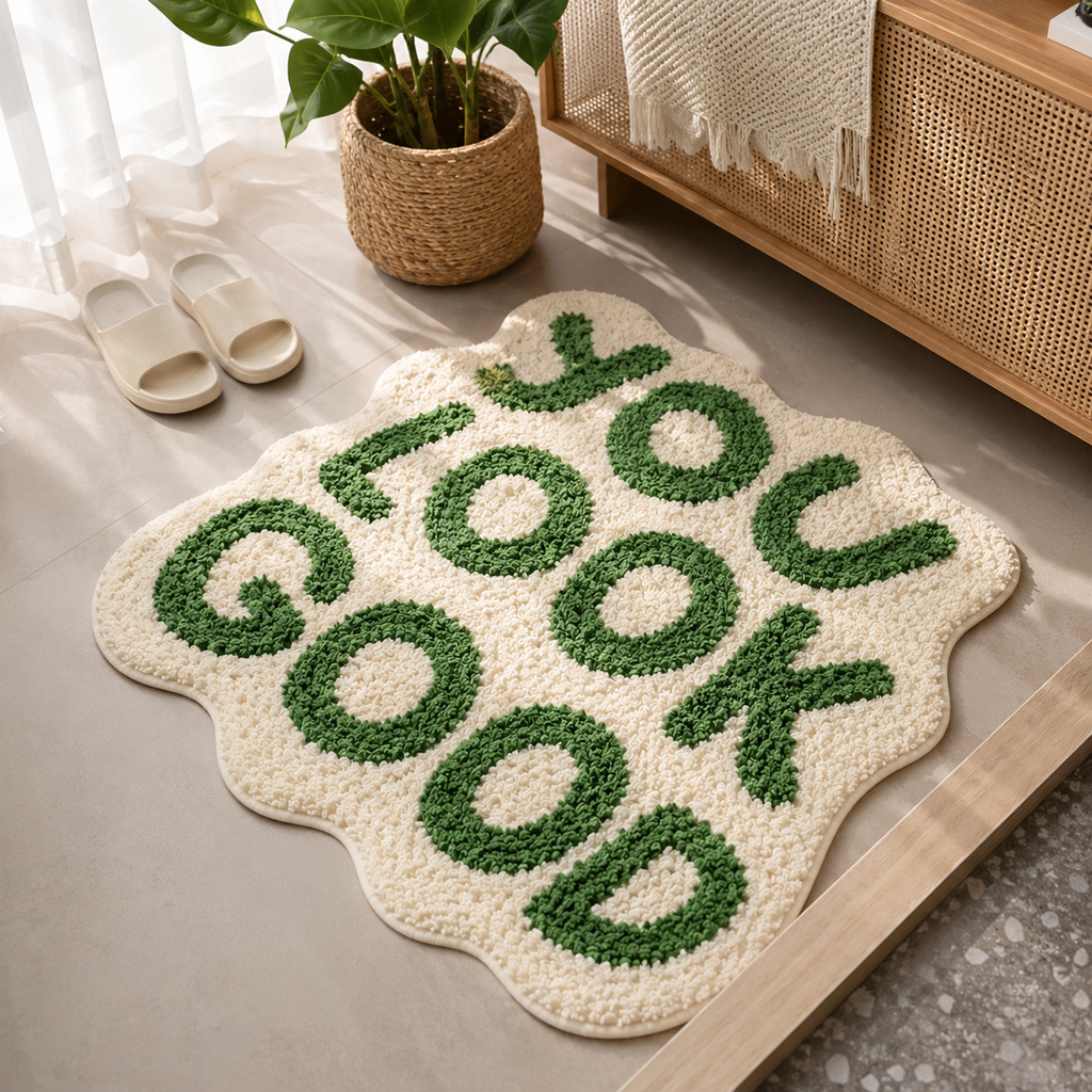 Modern Plush Tufted Bath Mat, Soft Absorbent Non-Slip Rug, Thick Shaggy Floor Carpet