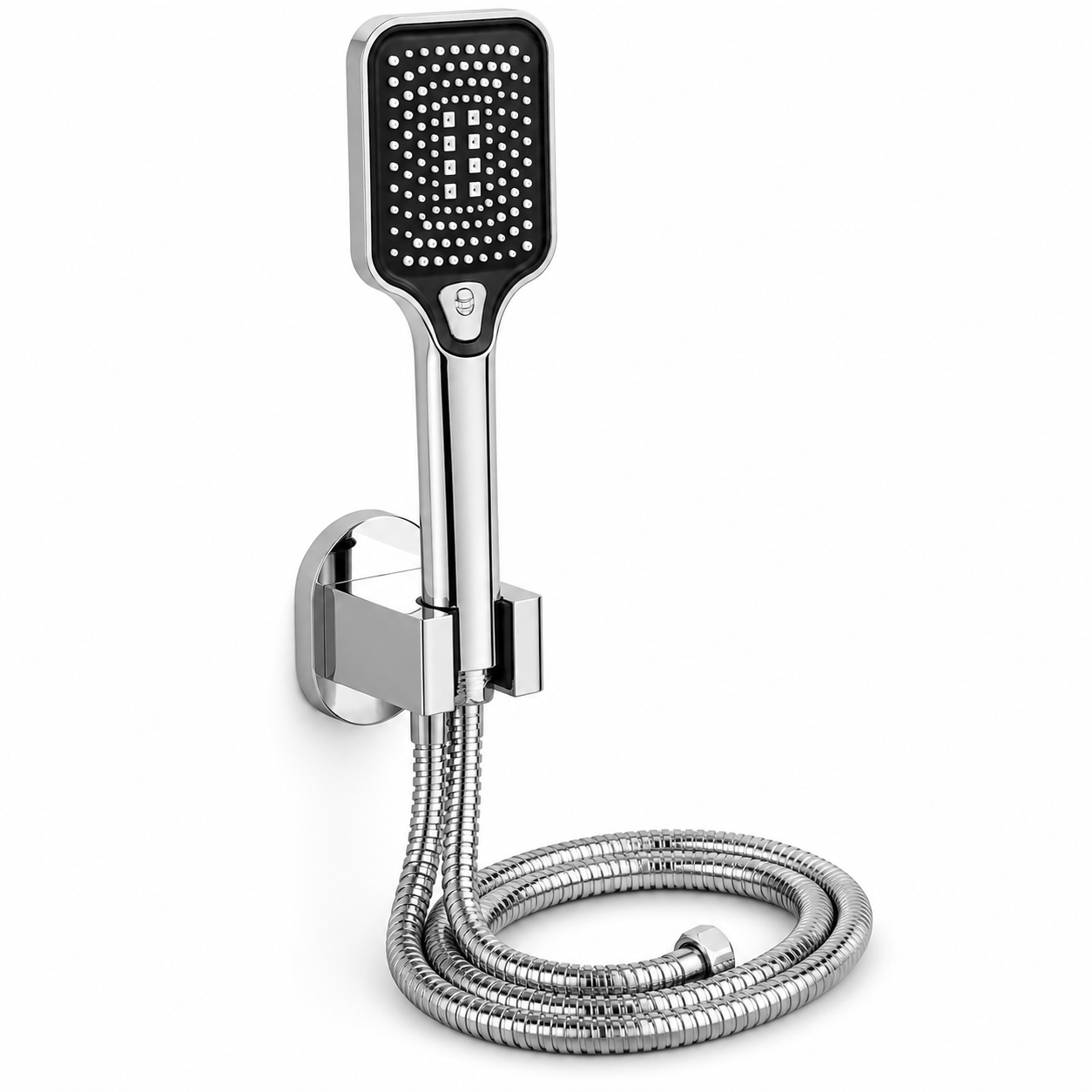 Dual Flow Premium Hand Shower Set, High-Pressure Chrome Finish, Complete Set with Wall Hook & 1.5m Premium Hose, Gold-x