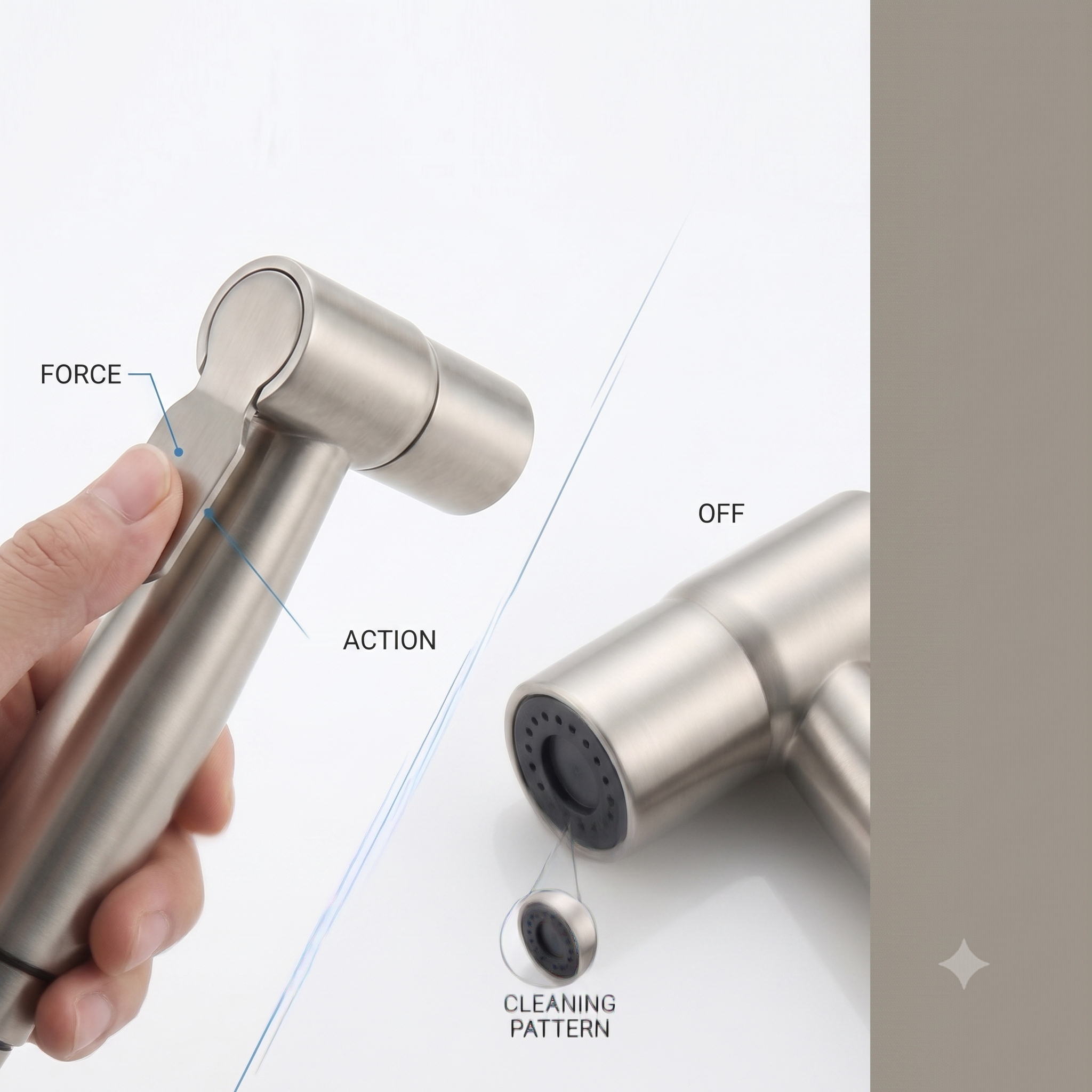 Stainless Steel Matte Health Faucet Set with 1.5 Meter Hose & Wall Hook, Gold-x