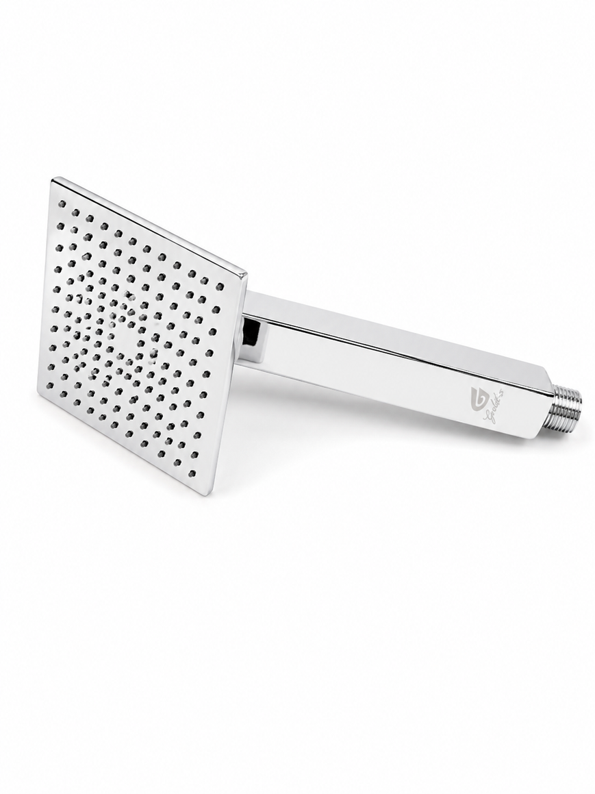 Soft Flow 4" Square Overhead Shower with 9" Shower Arm – Premium Stainless Steel, Chrome, Gold-x