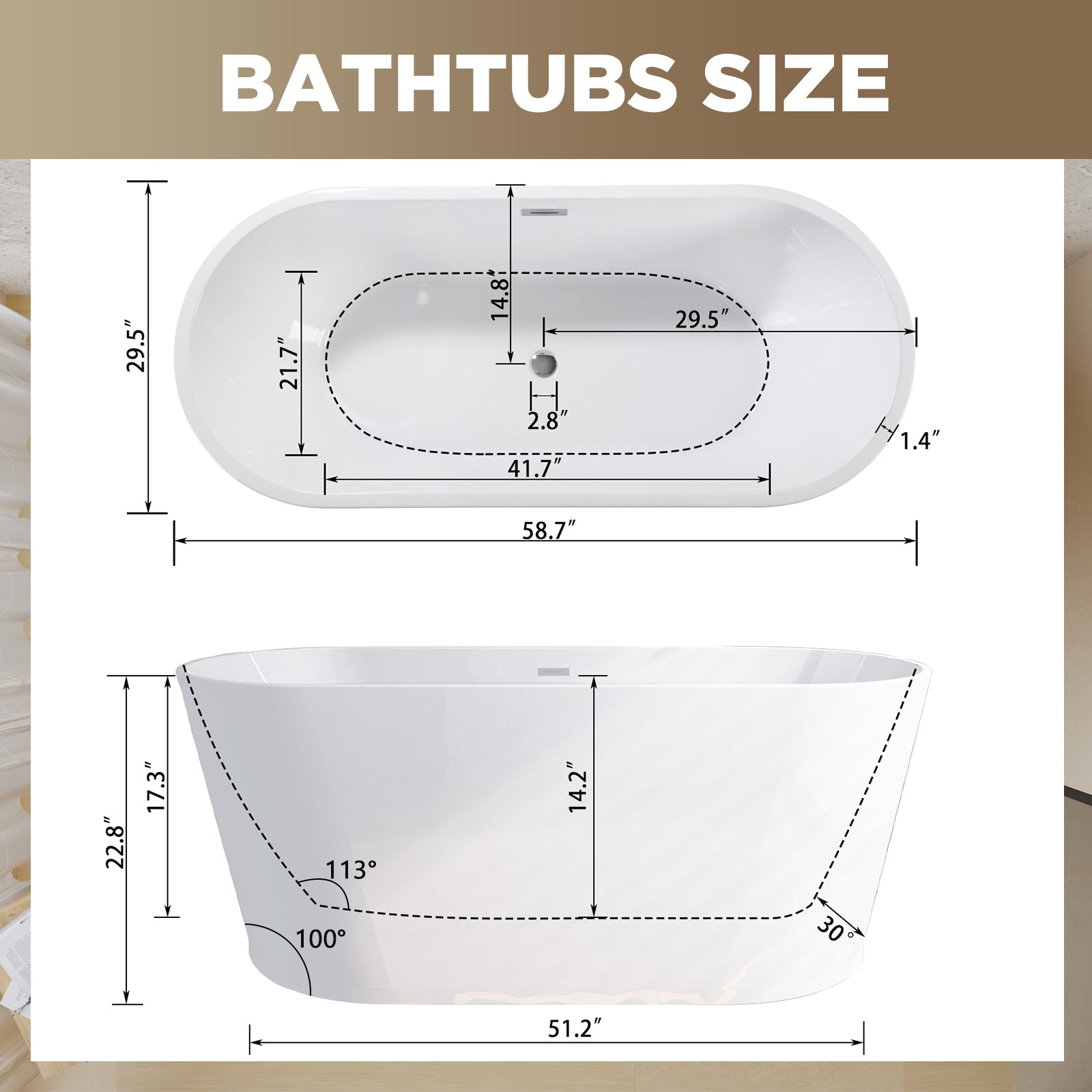 Acrylic Freestanding Bathtub