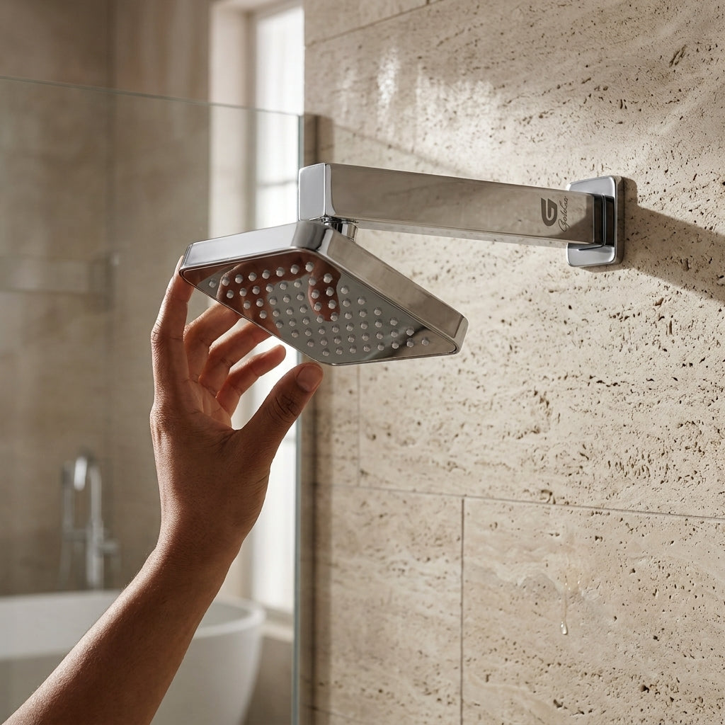 Jaguar 4" Square Overhead Shower with 9" Shower Arm – Premium ABS | Chrome Finish - Gold-x