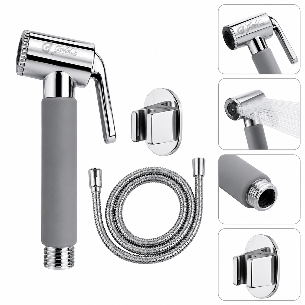 Jaguar Gray ABS Health Faucet, Premium Jet Spray for Bathroom, Gold-x