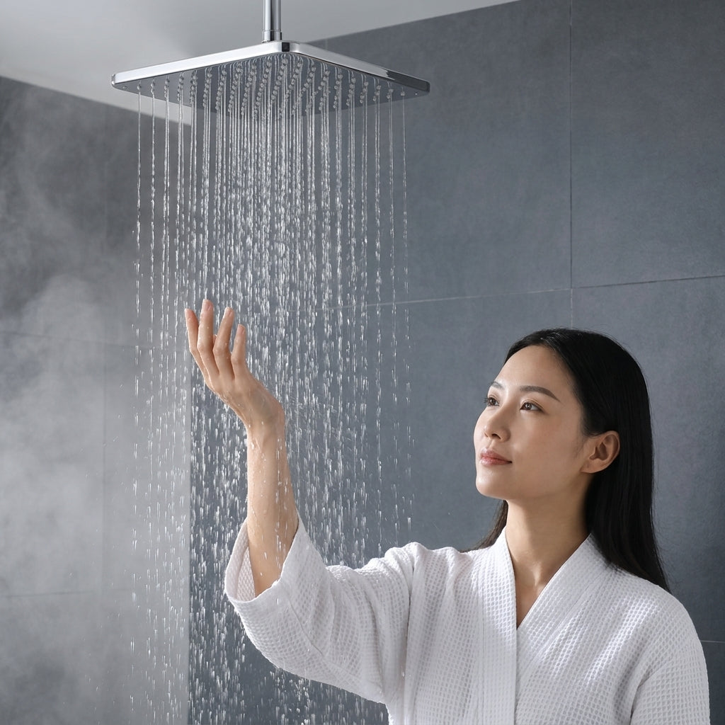 6" Soft Stainless Steel Overhead Shower – Premium Chrome Finish | GoldX