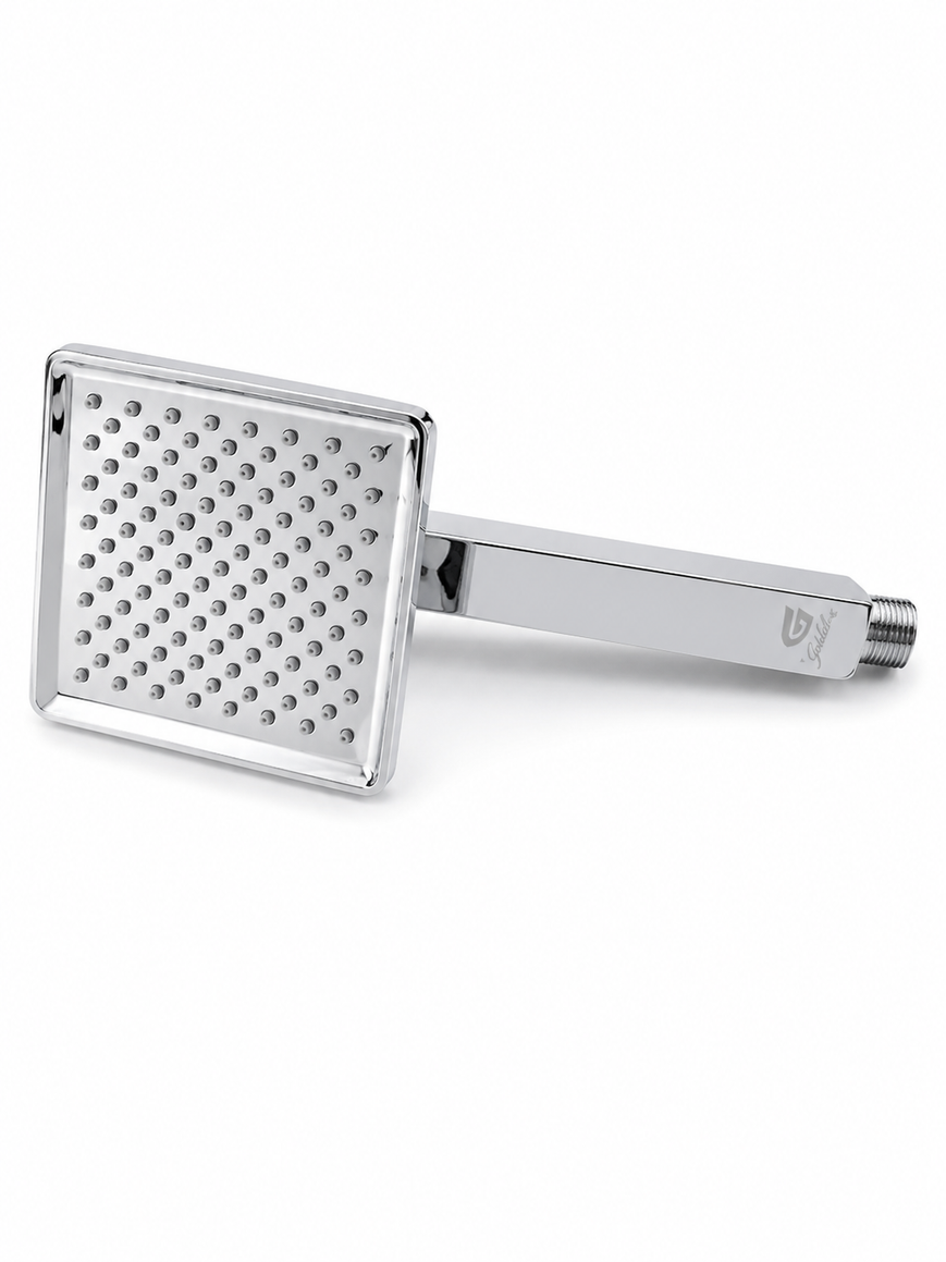Magic Flow 4" Square Overhead Shower with 9" Shower Arm – Premium Stainless Steel, Chrome Finish, Gold-x