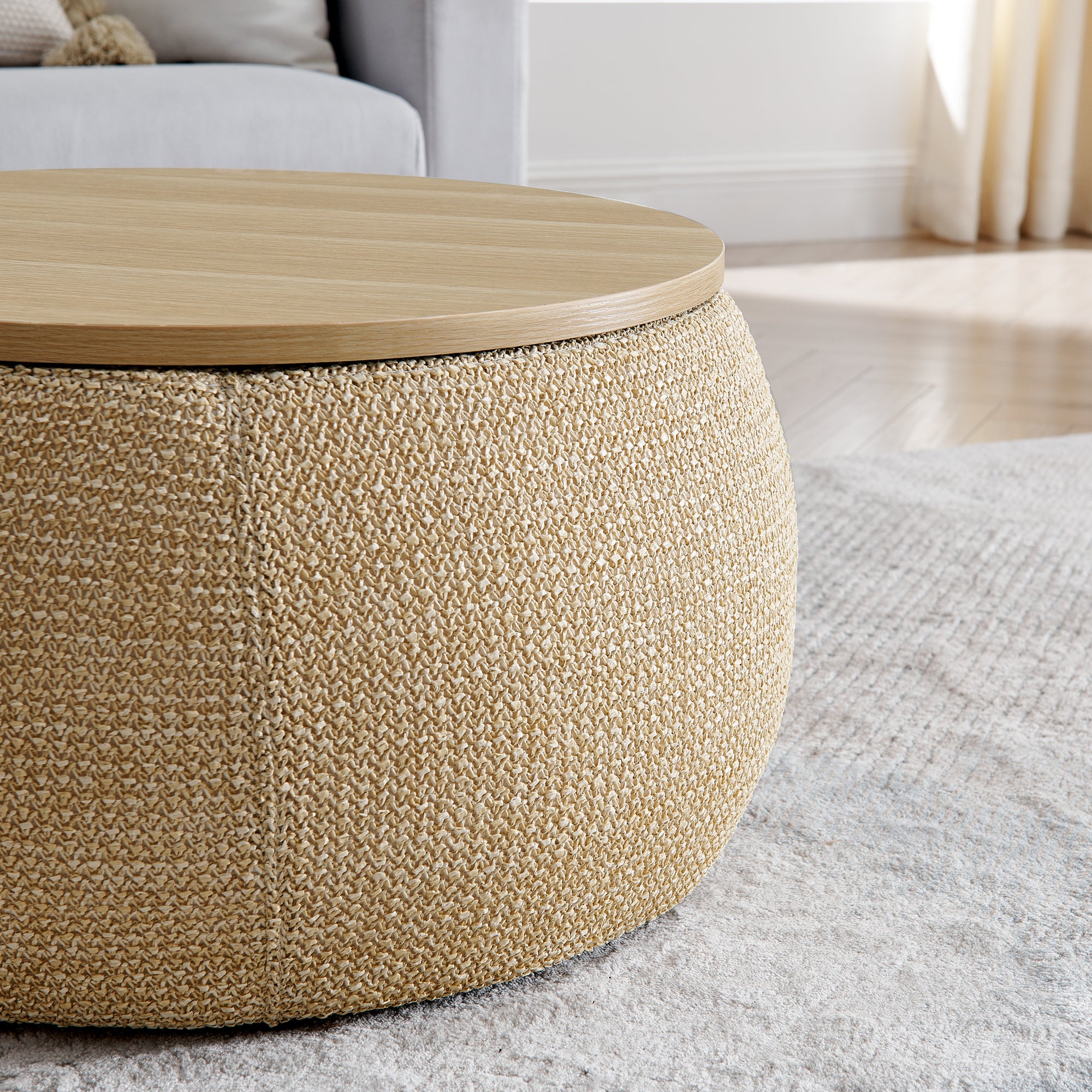 Round Storage Ottoman