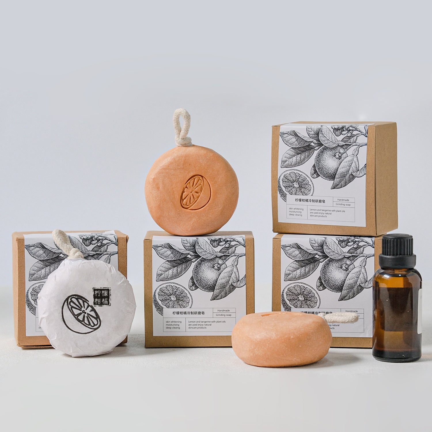 Lemon Citrus Exfoliating Handmade Soap,Cold Process Natural Scrub Bar with Hanging Rope,
Moisturizing Bath Soap, Gold-x