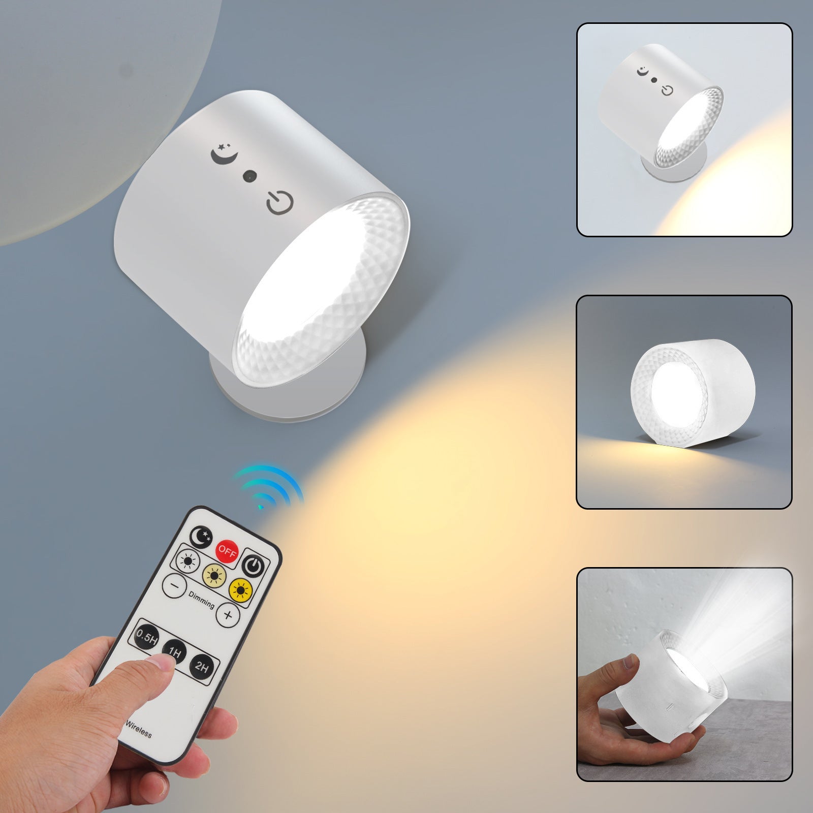 Magnetic Wall Lamp, Modern Rechargeable LED Wall Light with Detachable Magnetic Base, Cordless Dimmable Sconce