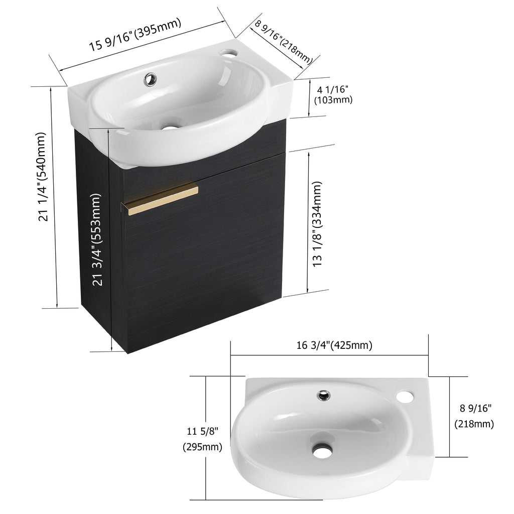 16” Soft Close Bathroom Vanity