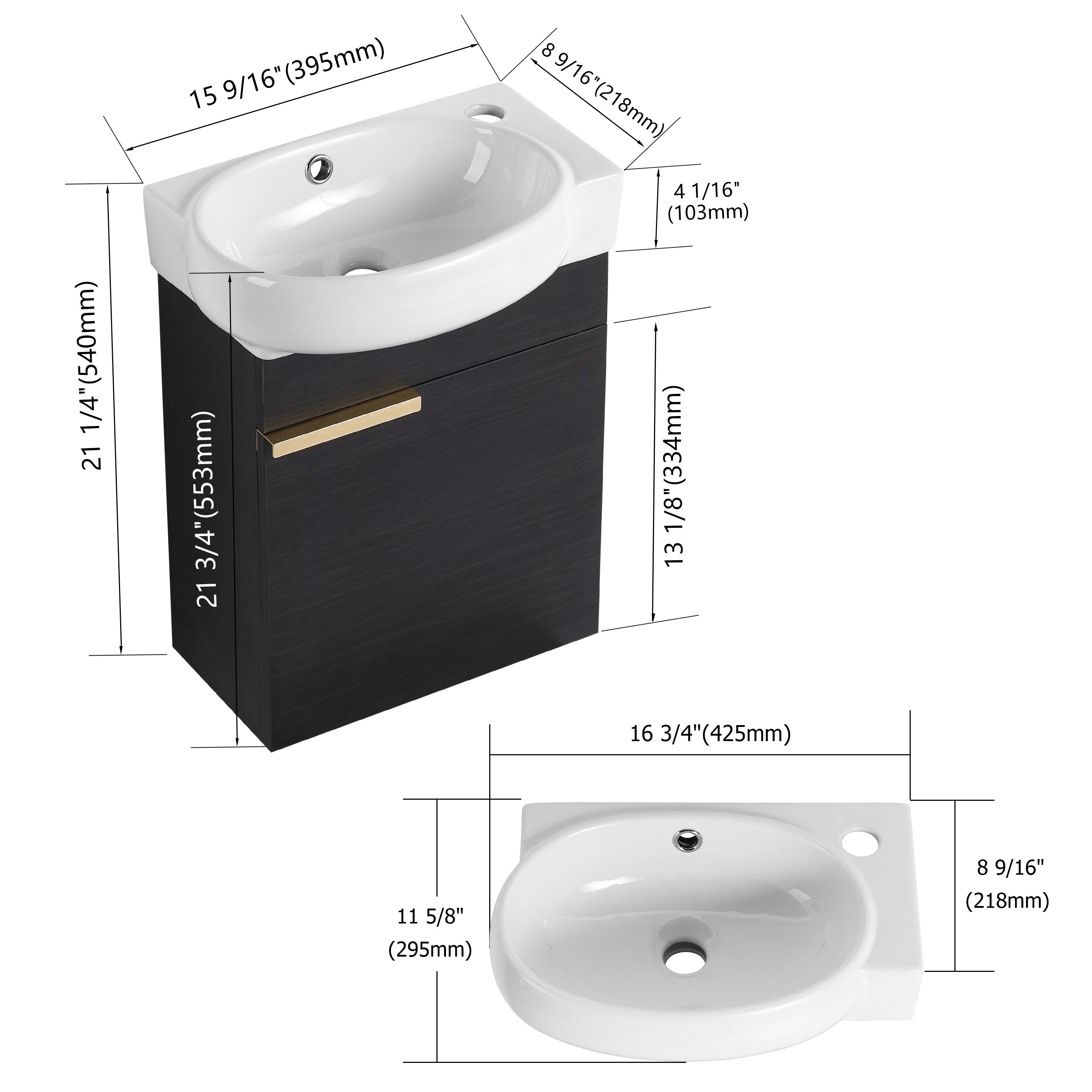 16” Soft Close Bathroom Vanity