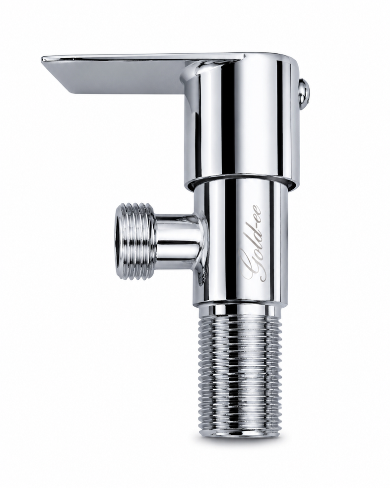 Stainless Steel Angle Valve, Premium Chrome Finish, Quarter Turn Shut-Off Valve, Leak-Proof Water Control for Health Faucets, Wash Basins & Toilets, Gold-x