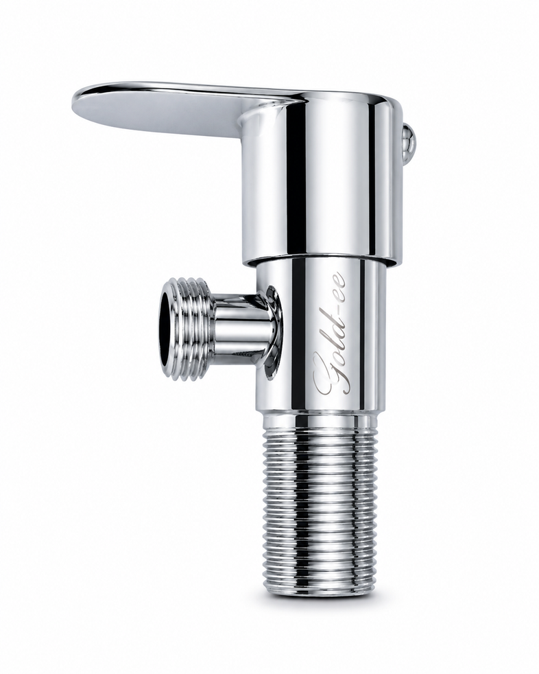 Stainless Steel Angle Valve, Premium Chrome Finish, Quarter Turn Shut-Off Valve, Leak-Proof Water Control for Health Faucets, Wash Basins & Toilets, Gold-x