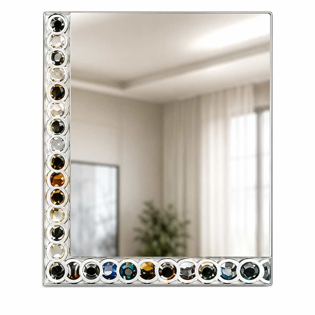Decorative Wall Mirror for Bathroom, Living Room & Entryway, Premium Crystal Accent Beveled Glass Mirror, Modern Luxury Rectangular Vanity Mirror, Gold-x