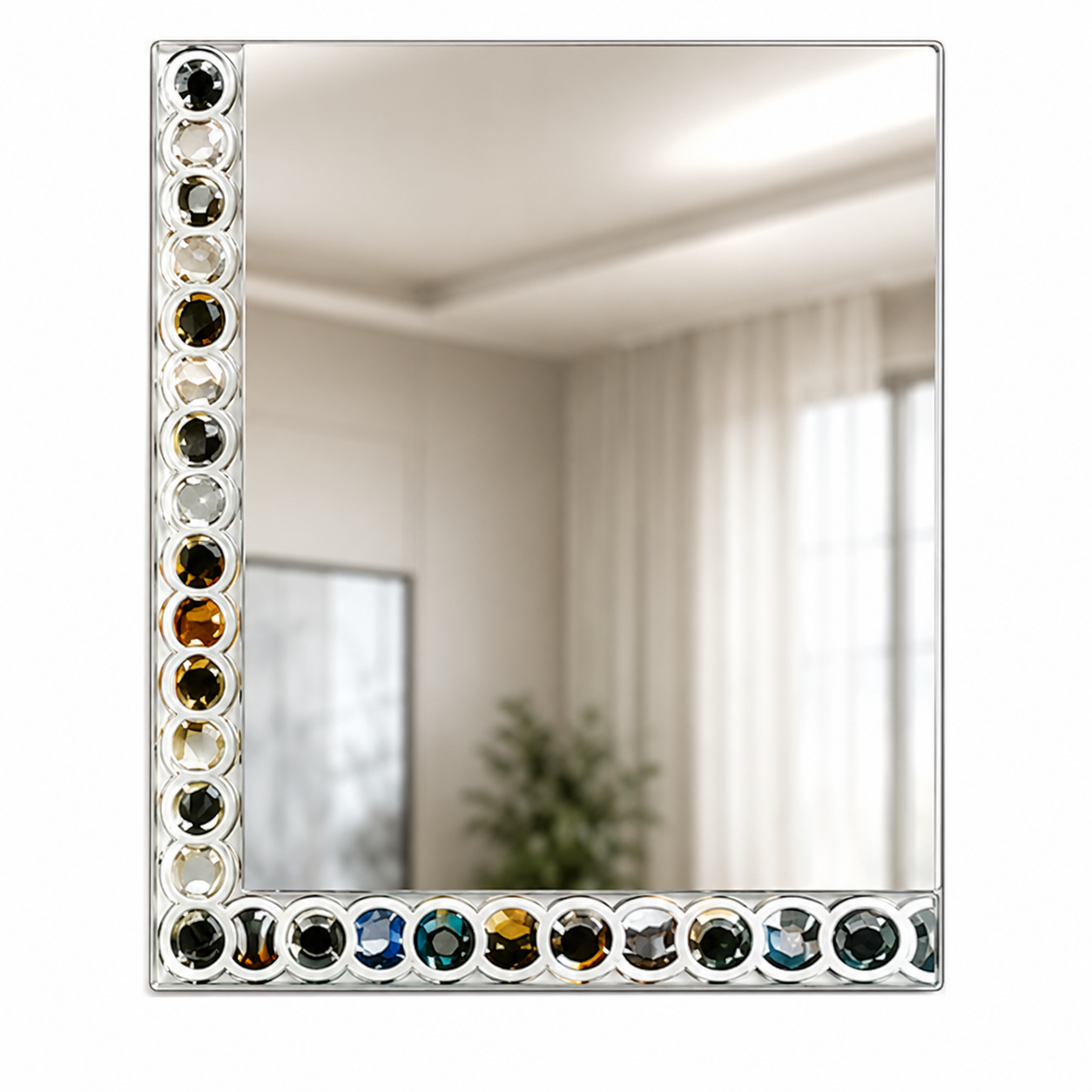 Decorative Wall Mirror for Bathroom, Living Room & Entryway, Premium Crystal Accent Beveled Glass Mirror, Modern Luxury Rectangular Vanity Mirror, Gold-x