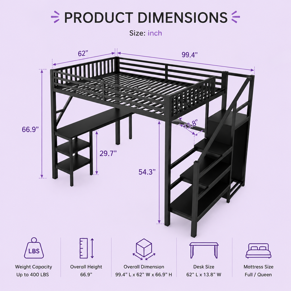 Queen Gaming Loft Bed
