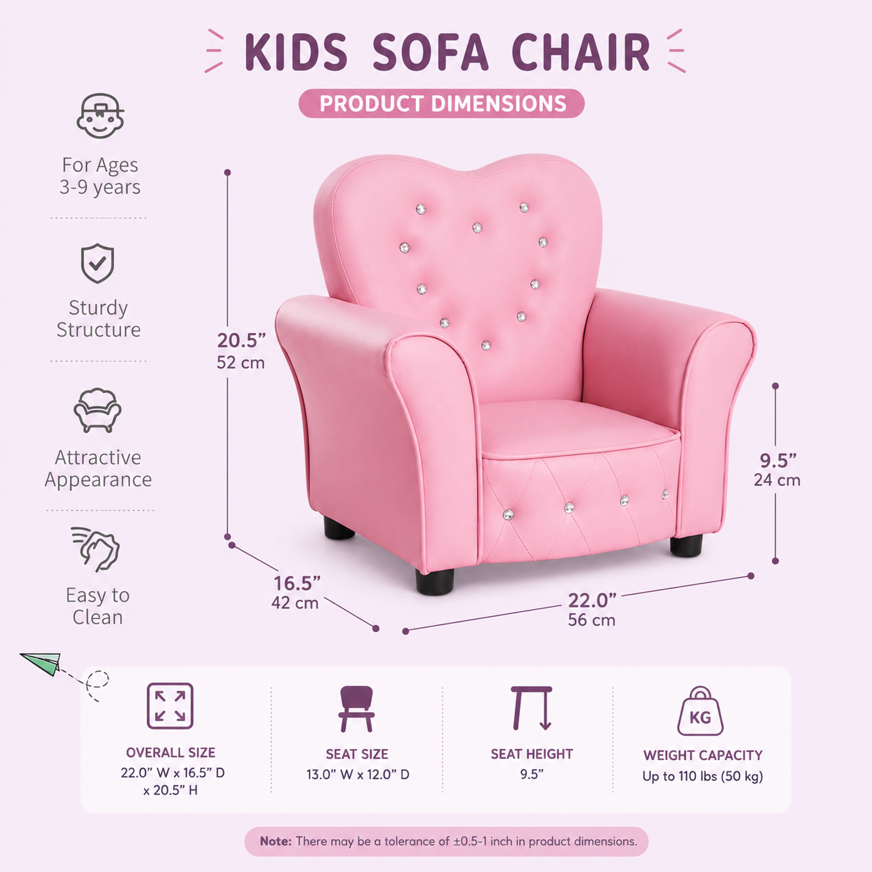 Kids Sofa Toddler, Pink