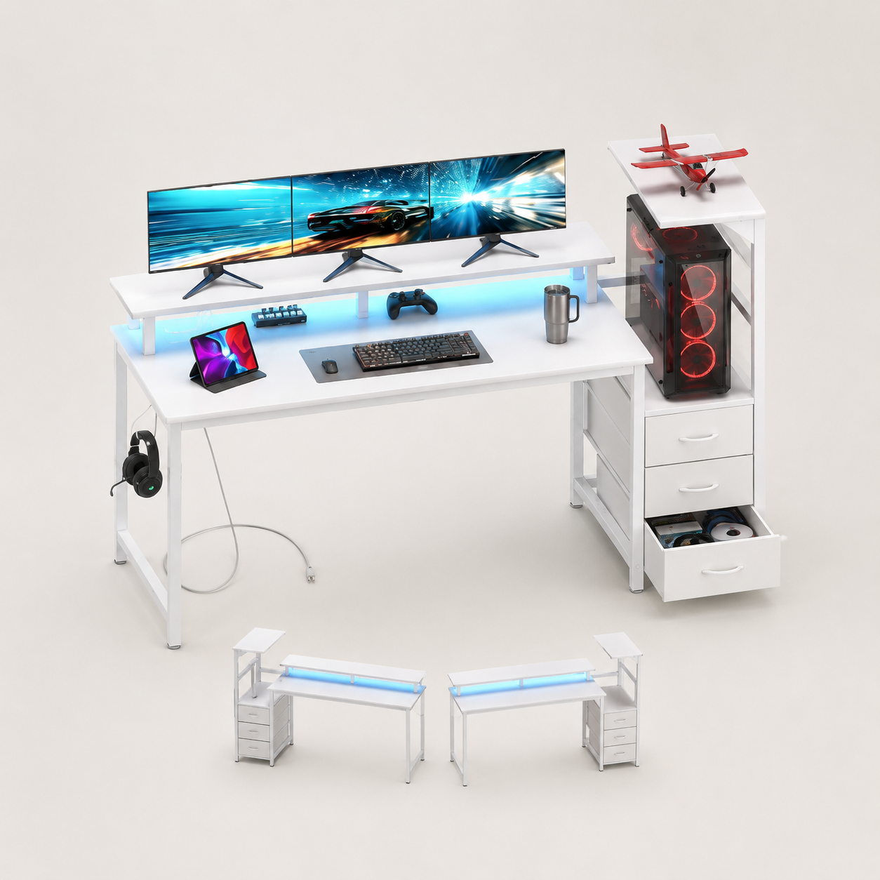 Gaming Table With Drawers, 52 Inch