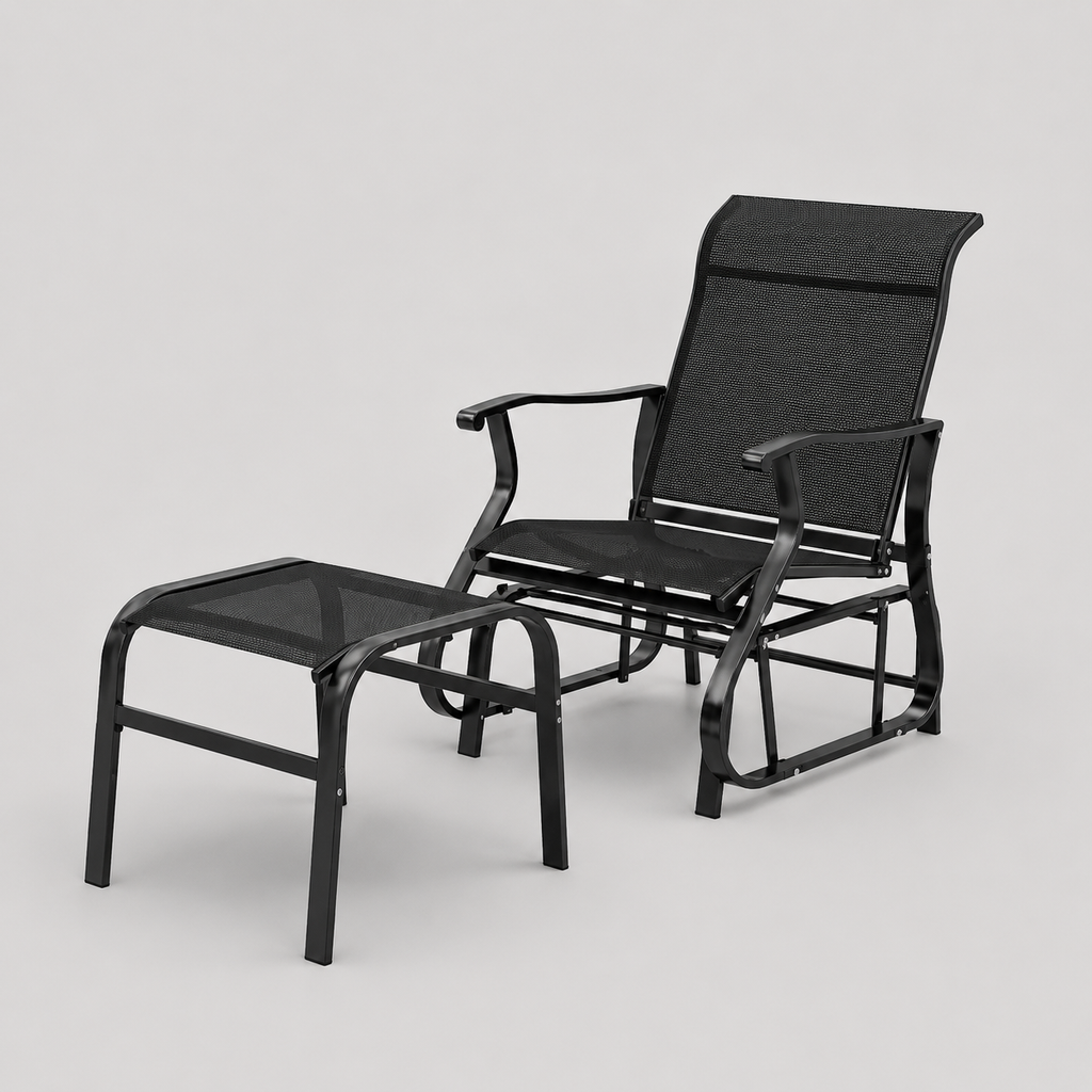 Outdoor Glider with Ottoman, Chair Set