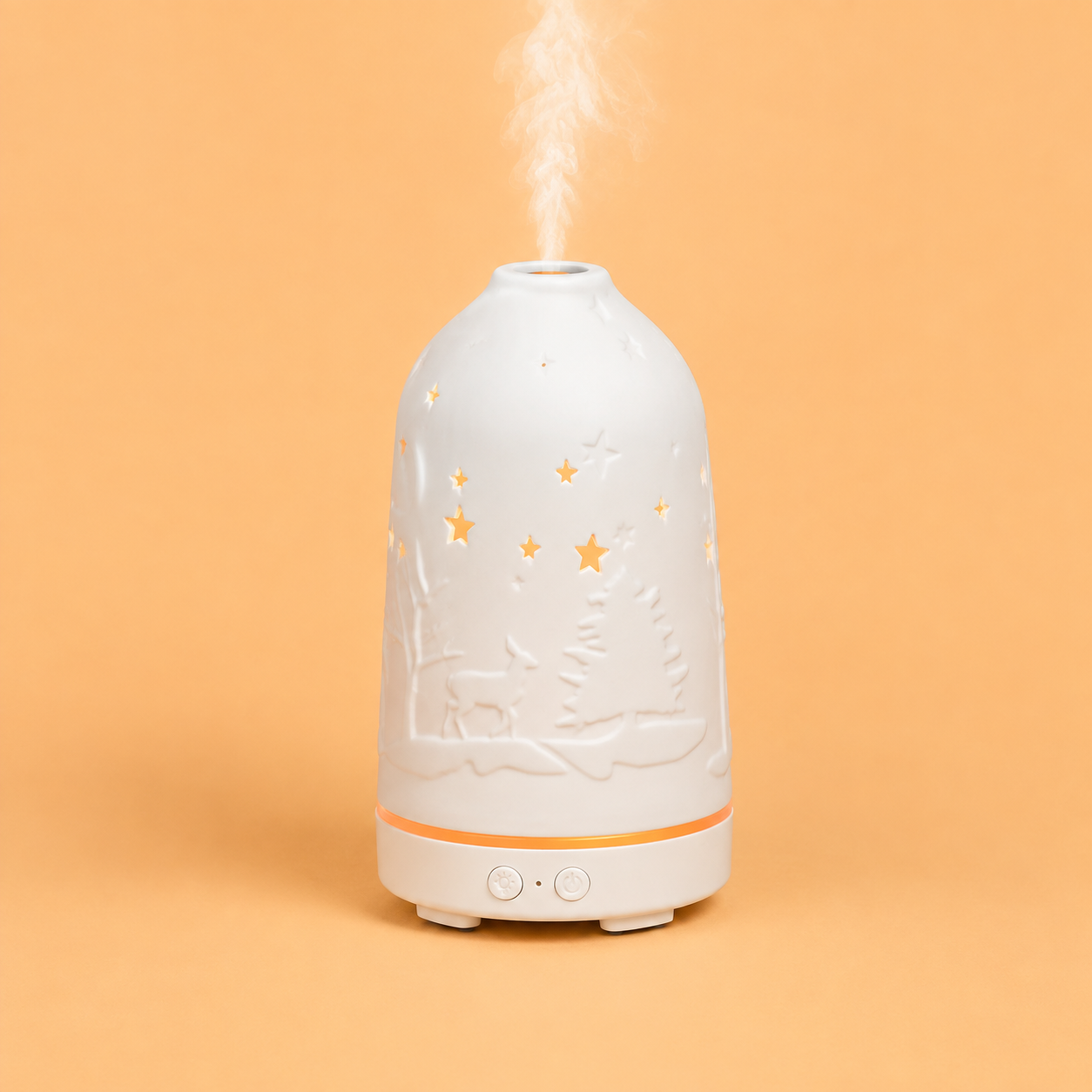 Celestia, Ceramic Aroma Diffuser, Premium Ultrasonic Essential Oil Diffuser with Ambient Light, Gold-x